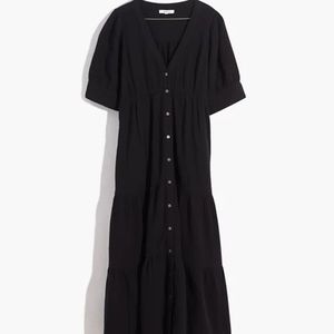 Madewell Lightspun Button-Front Tiered Midi Dress 20w